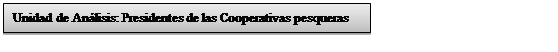 Cuadro de texto: Unidad de Análisis: Presidentes de las Cooperativas pesqueras